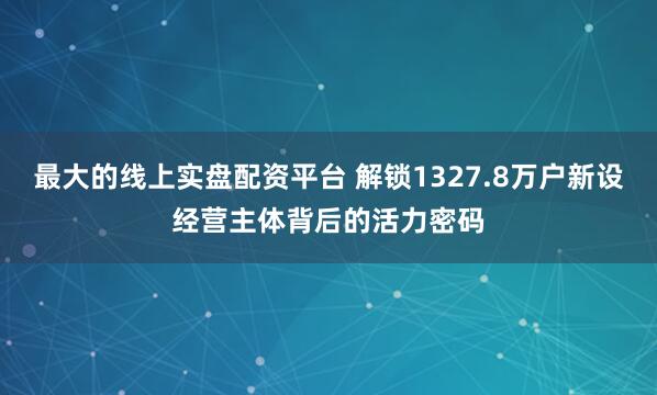 最大的线上实盘配资平台 解锁1327.8万户新设经营主体背后的活力密码